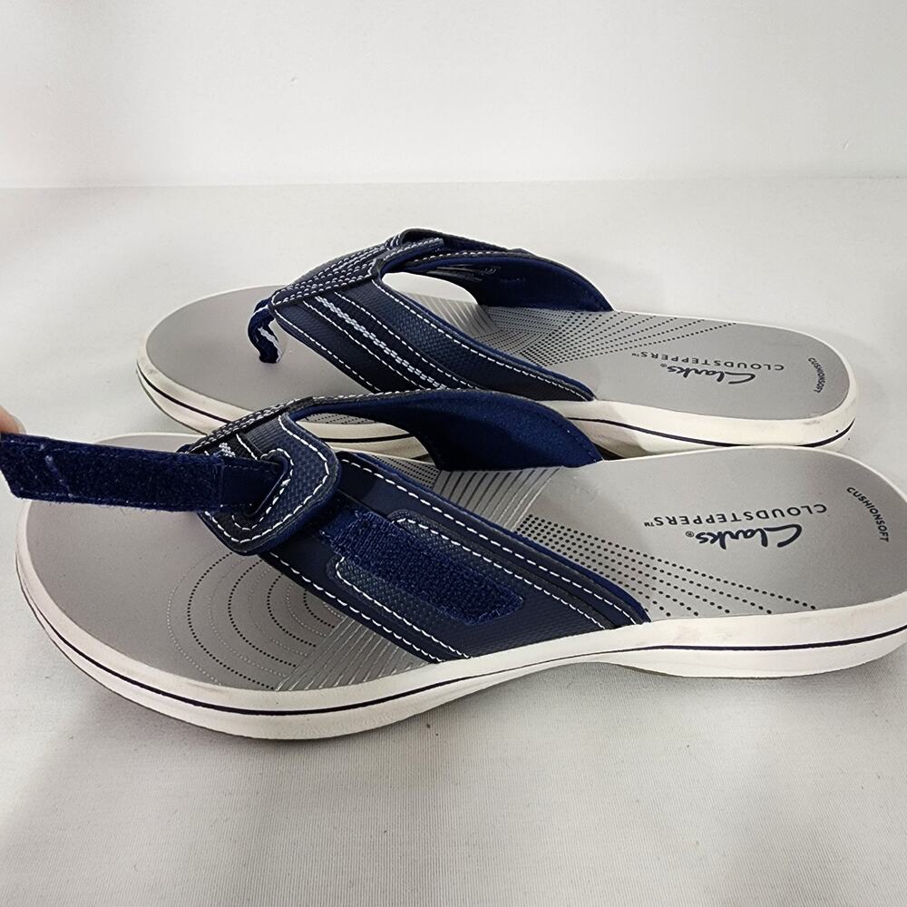 Clarks Cloudsteppers Women's Brinkley Jazz Flip Flops Sandals Navy 7M Slip On - Picture 6 of 10